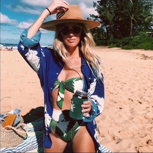 🌴Tropical leaf print bikini bandeau - Picture 2 of 6